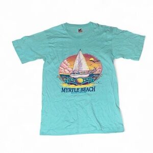 Vintage 90s Myrtle Beach South Carolina Blue T-Shirt Single Stitch